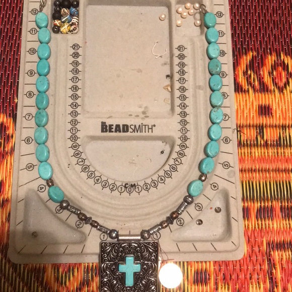 Handmade statement necklace!boho style!large cross - Picture 3 of 3